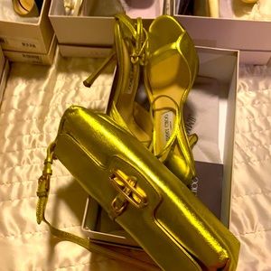 Jimmy Choo Metallic Lime Green Strap Green Sandal